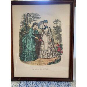 La Mode Illustrée Gilquin Victorian Ladies Framed Wall Print 13"x16" Parisian St